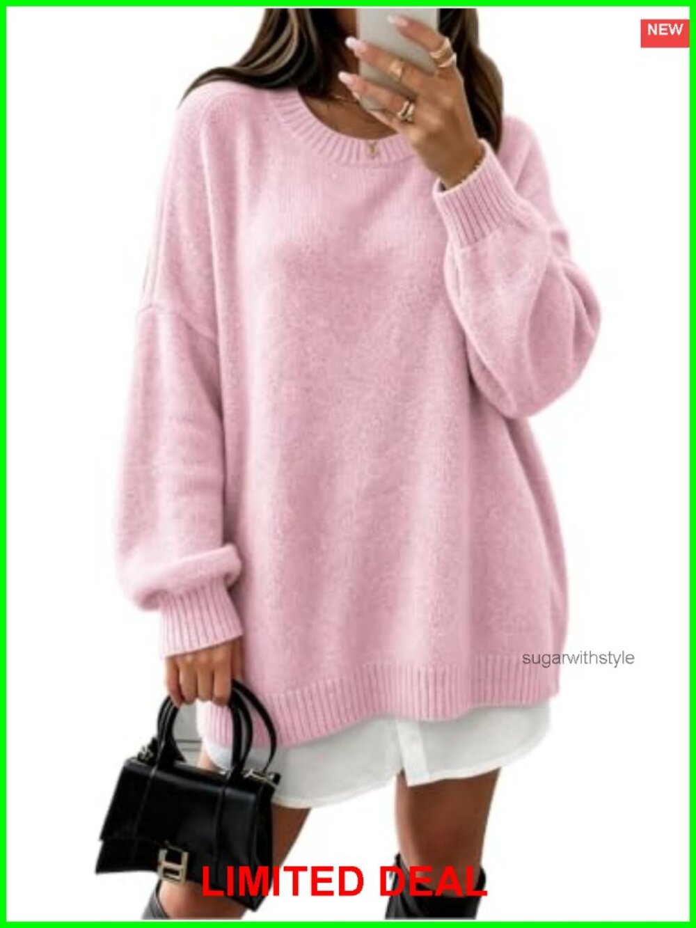 Oversized Crewneck Long Sleeve Pullover Sweater Casual Relaxed Fit